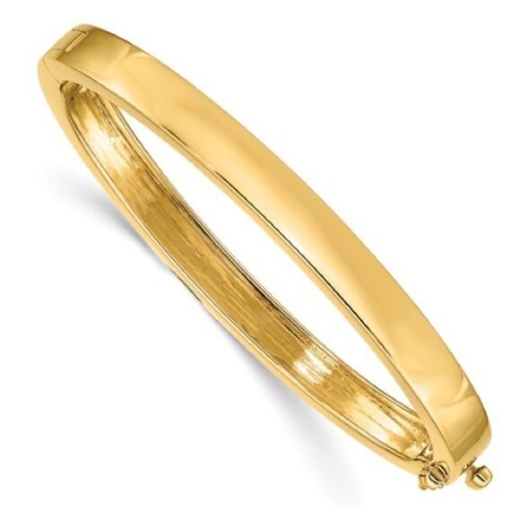 14k Gold Solid Hinged Bangle, brand new - Picture 1 of 12